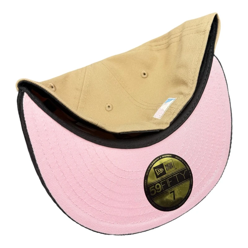 Los Angeles Dodgers Camel and Black Corduroy 100th Anniversary Patch Pink UV New Era 59FIFTY Fitted Hat