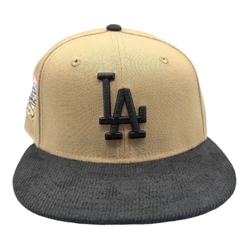 Los Angeles Dodgers Camel and Black Corduroy 100th Anniversary Patch Pink UV New Era 59FIFTY Fitted Hat