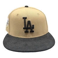 Los Angeles Dodgers Camel and Black Corduroy 100th Anniversary Patch Pink UV New Era 59FIFTY Fitted Hat