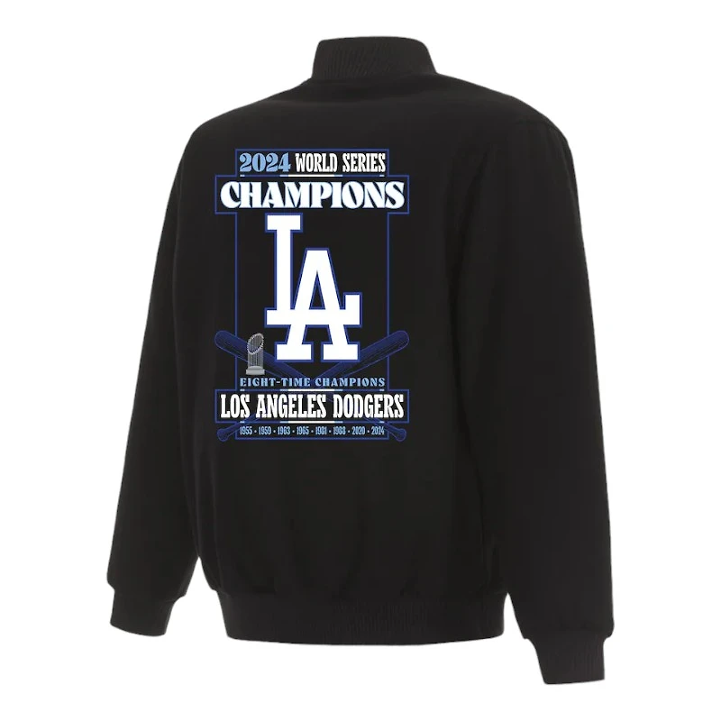 Los Angeles Dodgers Black 2024 World Series Champions JH Design Full-Snap Reversible Wool Jacket