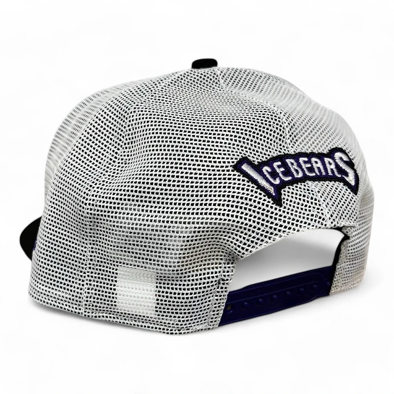 Knoxville Ice Bears X Scruffy City Shiners Purple and White Mesh Trucker New Era 9FIFTY A-Frame Snapback Hat
