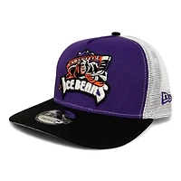 Knoxville Ice Bears X Scruffy City Shiners Purple and White Mesh Trucker New Era 9FIFTY A-Frame Snapback Hat