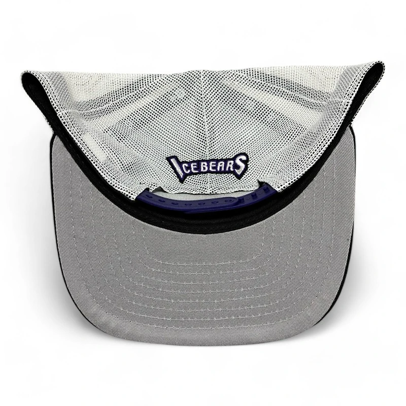 Knoxville Ice Bears X Scruffy City Shiners Purple and White Mesh Trucker New Era 9FIFTY A-Frame Snapback Hat
