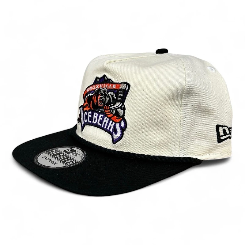 Knoxville Ice Bears X Scruffy City Shiners Cream and Black Golfer New Era Snapback Hat