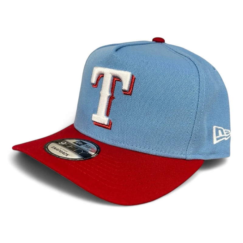 Texas Rangers Light Blue and Red New Era 9FIFTY A-Frame Snapback Hat