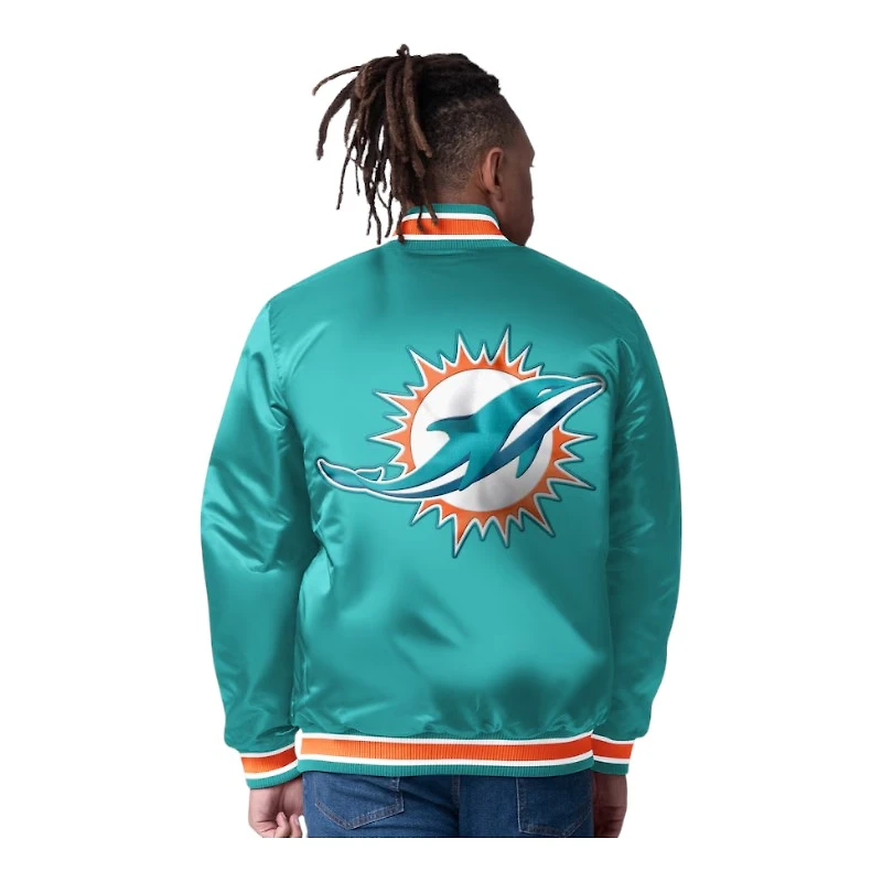 Miami Dolphins 2024 Reversible Aqua and Orange Satin Starter Full-Snap Jacket