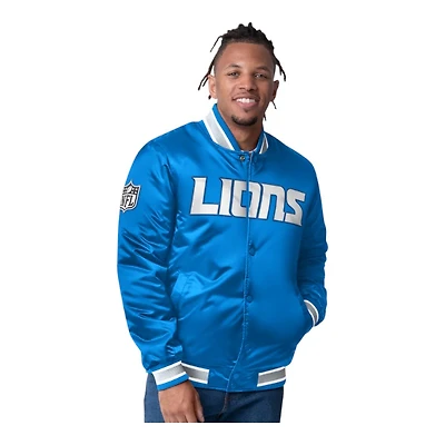 Detroit Lions 2024 Reversible Blue and Silver Satin Starter Full-Snap Jacket