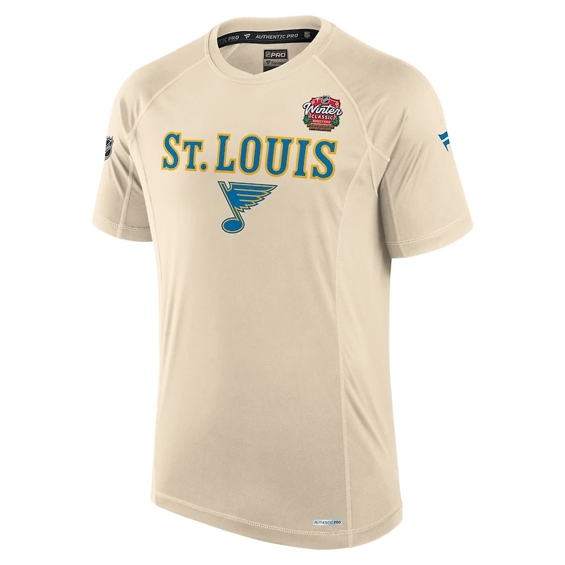St. Louis Blues Tan 2025 NHL Winter Classic Authentic Pro Poly Tech T-Shirt