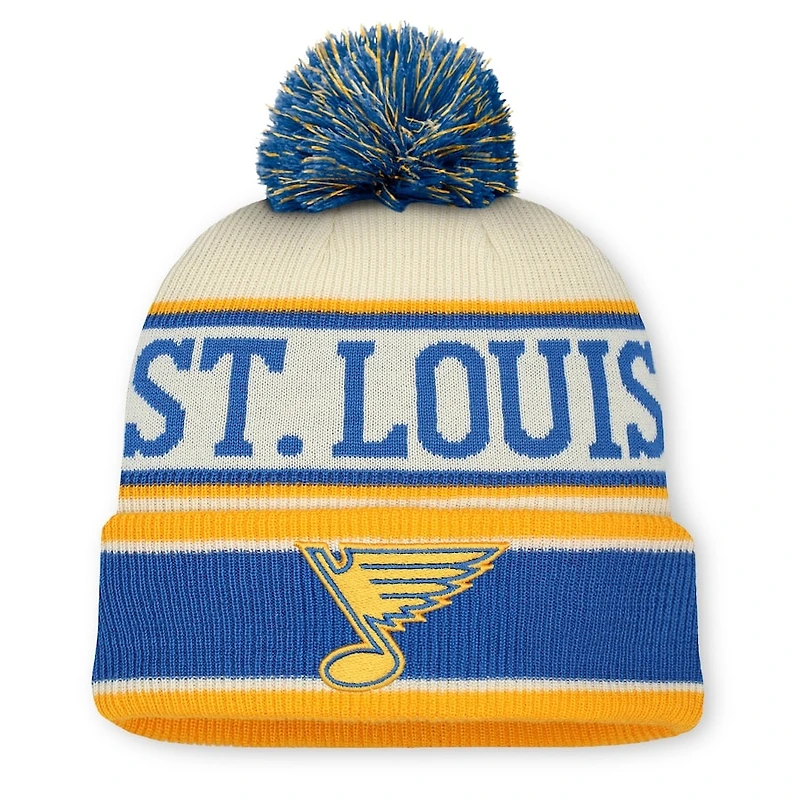 St. Louis Blues and Cream 2025 NHL Winter Classic Fanatics Pom Cuffed Beanie Hat