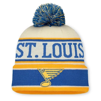 St. Louis Blues and Cream 2025 NHL Winter Classic Fanatics Pom Cuffed Beanie Hat