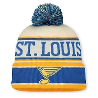 St. Louis Blues and Cream 2025 NHL Winter Classic Fanatics Pom Cuffed Beanie Hat