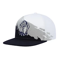 Georgetown Hoyas Navy and White Mitchell & Ness Paintbrush Snapback Hat