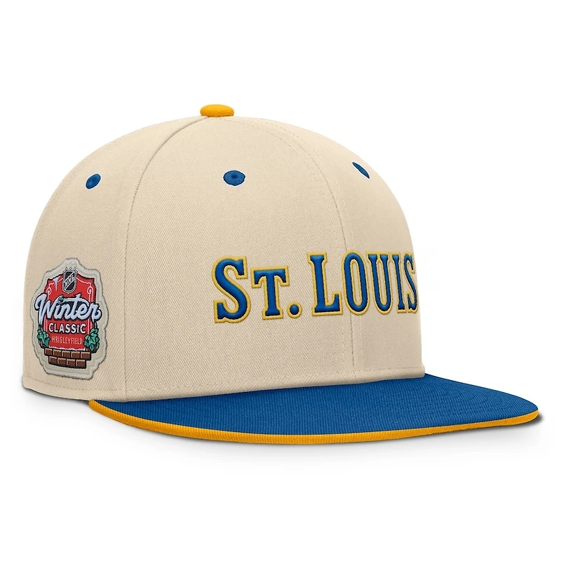 St. Louis Blues Cream and Blue 2025 Winter Classic Fanatics Snapback Hat