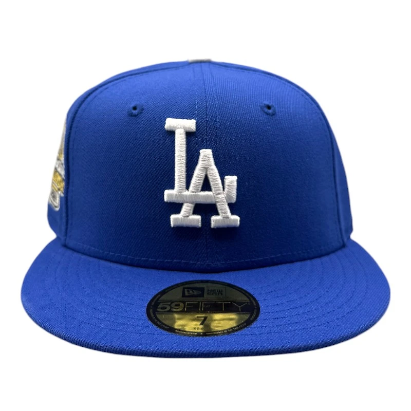 Los Angeles Dodgers Majestic Blue 2024 World Series Champions Patch Gray UV New Era 59FIFTY Fitted Hat