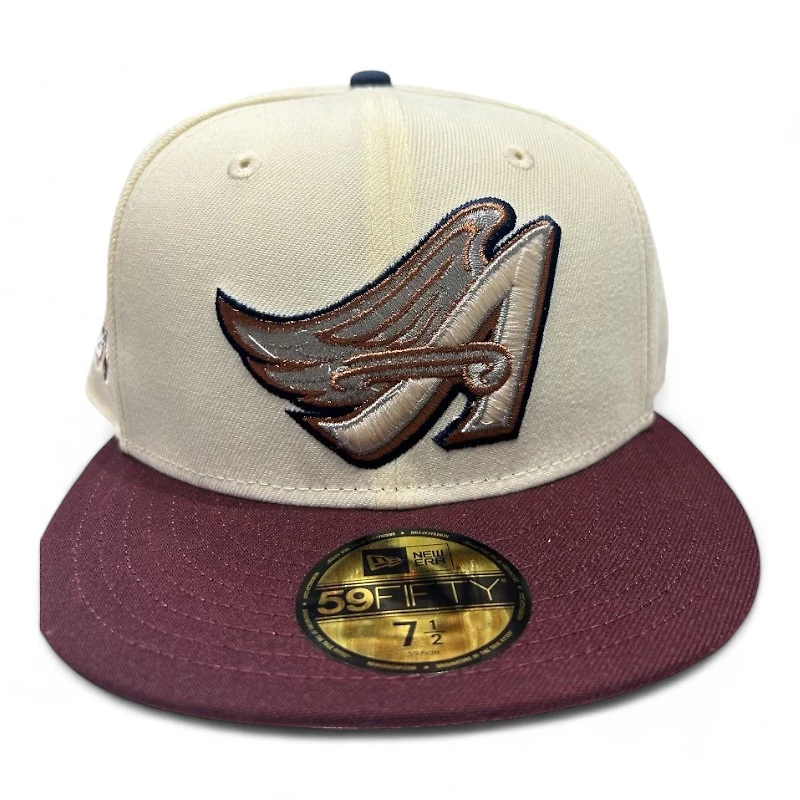 Los Angeles Angels Chrome and Maroon 50th Anniversary Patch Pink UV New Era 59FIFTY Fitted Hat