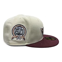 Los Angeles Angels Chrome and Maroon 50th Anniversary Patch Pink UV New Era 59FIFTY Fitted Hat