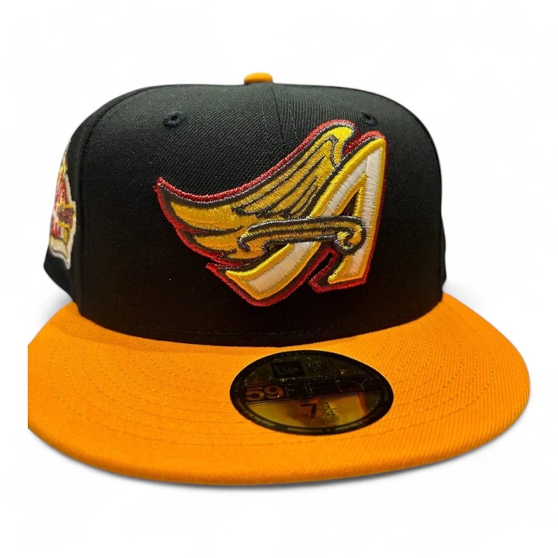 Los Angeles Angels Black and Yellow 40th Anniversary Patch Gray UV New Era 59FIFTY Fitted Hat