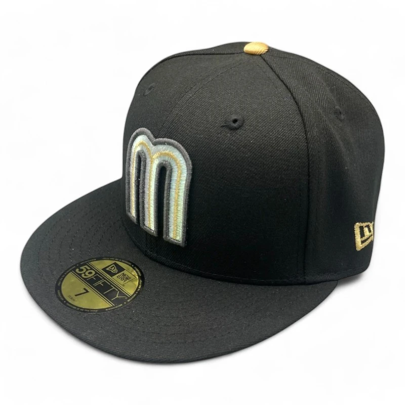 Mexico Black and Gold Atzec Calendar Patch Grey UV New Era 59FIFTY Fitted Hat