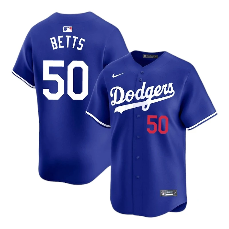 Los Angeles Dodgers Mookie Betts Royal Blue Red Number Alternate Nike Limited Player Jersey