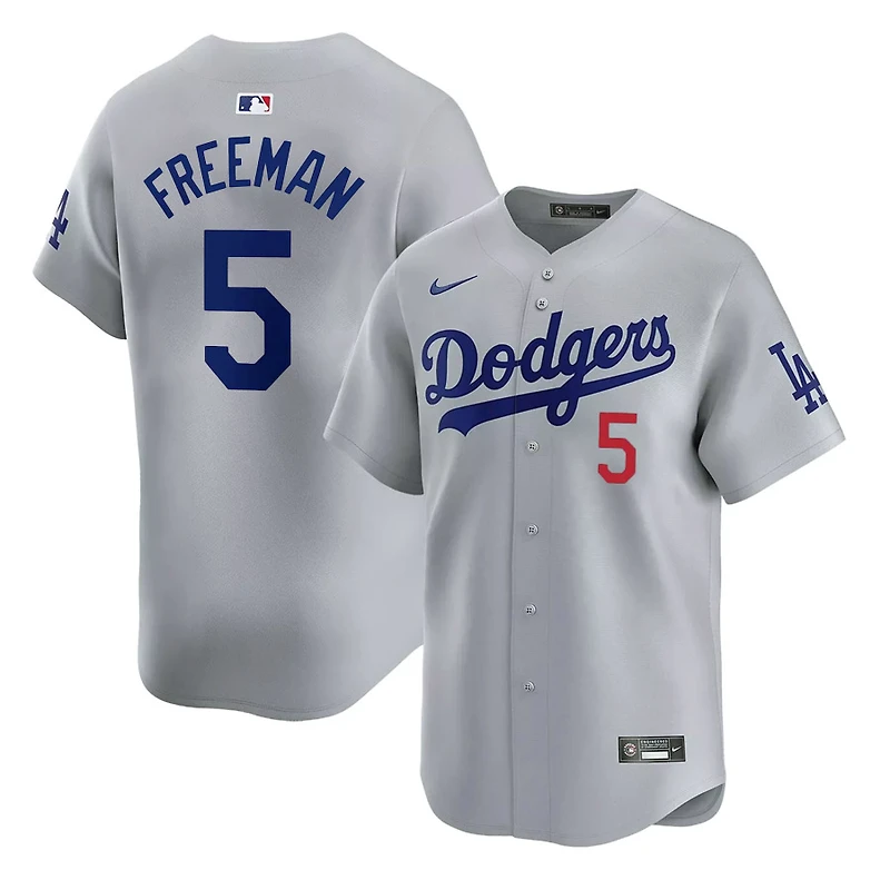 Los Angeles Dodgers Freddie Freeman Grey Alternate Road Red Number Nike Limited Player Jersey