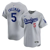 Los Angeles Dodgers Freddie Freeman Grey Alternate Road Red Number Nike Limited Player Jersey