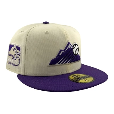 Colorado Rockies Chrome and Purple 25th Anniversary Patch Gray UV New Era 59FIFTY Fitted Hat