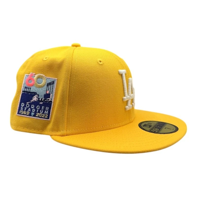 Los Angeles Dodgers Yellow "Pinky Collection" 60th Dodger Stadium Anniversary Patch Pink UV New Era 59FIFTY Fitted Hat