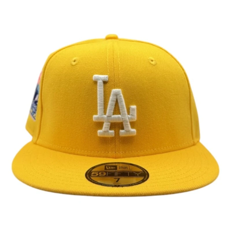 Los Angeles Dodgers Yellow "Pinky Collection" 60th Dodger Stadium Anniversary Patch Pink UV New Era 59FIFTY Fitted Hat