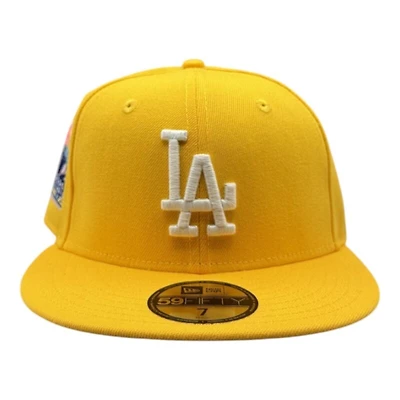 Los Angeles Dodgers Yellow "Pinky Collection" 60th Dodger Stadium Anniversary Patch Pink UV New Era 59FIFTY Fitted Hat