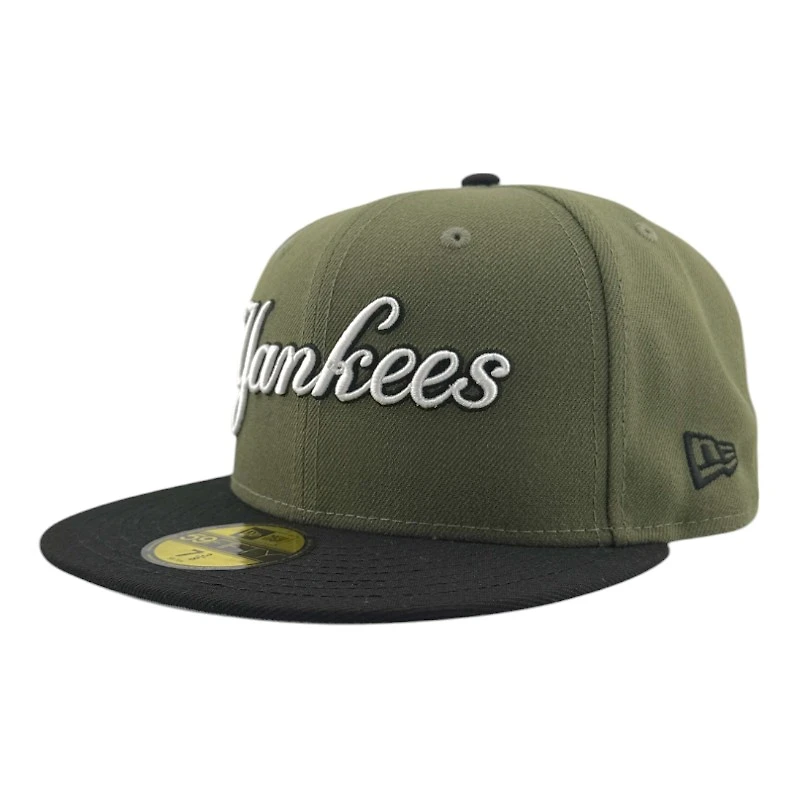 New York Yankees Olive Green and Black "Olive Script" 1999 WS Patch Gray UV Era 59FIFTY Fitted Hat