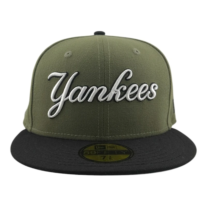 New York Yankees Olive Green and Black "Olive Script" 1999 WS Patch Gray UV Era 59FIFTY Fitted Hat
