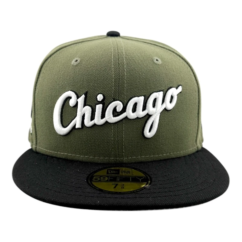 Chicago White Sox Olive Green and Black "Olive Script" 95 Years Patch Gray UV New Era 59FIFTY Fitted Hat