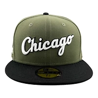 Chicago White Sox Olive Green and Black "Olive Script" 95 Years Patch Gray UV New Era 59FIFTY Fitted Hat