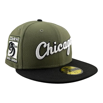 Chicago White Sox Olive Green and Black "Olive Script" 95 Years Patch Gray UV New Era 59FIFTY Fitted Hat