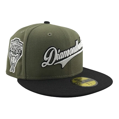 Arizona Diamondbacks Olive Green and Black "Olive Script" 1998 Inaugural Patch Gray UV New Era 59FIFTY Fitted Hat