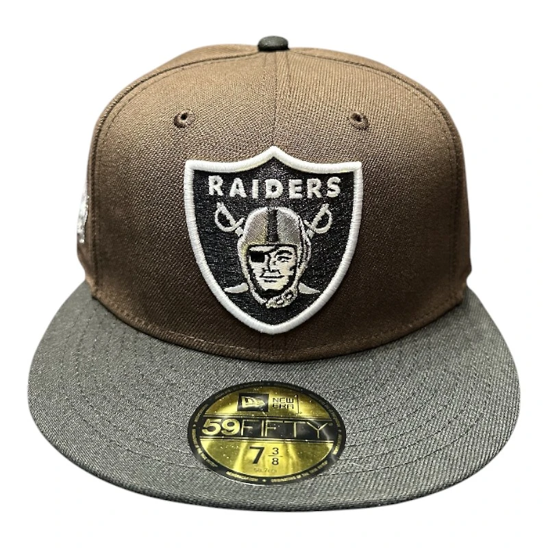 Las Vegas Raiders Brown and Black 60th Anniversary Patch Pink UV New Era 59FIFTY Fitted Hat