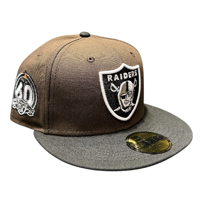 Las Vegas Raiders Brown and Black 60th Anniversary Patch Pink UV New Era 59FIFTY Fitted Hat
