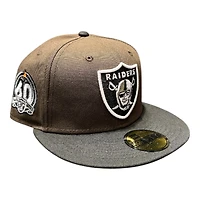 Las Vegas Raiders Brown and Black 60th Anniversary Patch Pink UV New Era 59FIFTY Fitted Hat