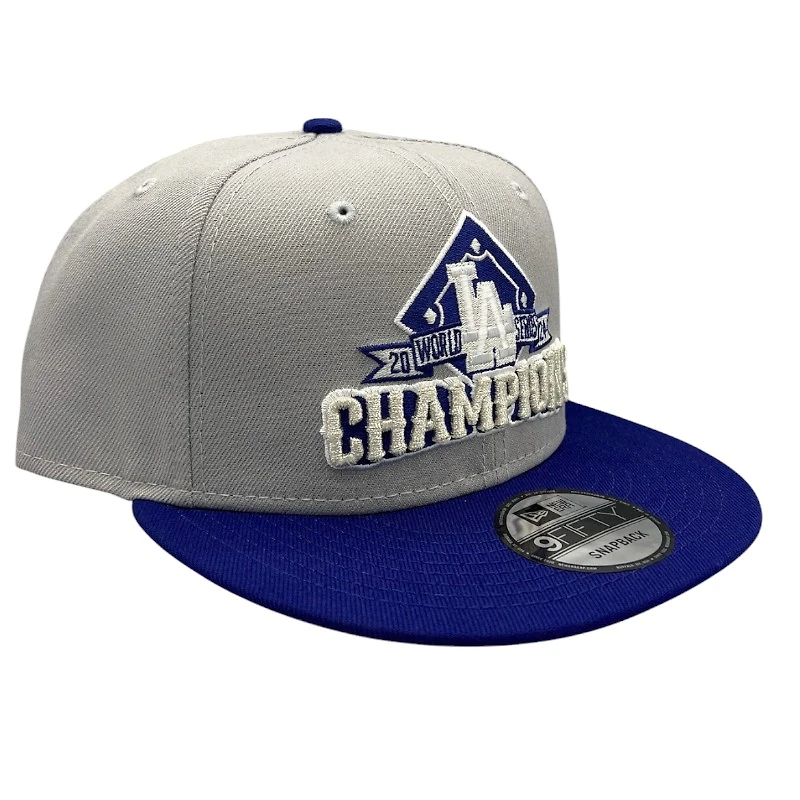 Los Angeles Dodgers Grey and Royal 2024 World Series Champs Front Logo Grey UV New Era 9FIFTY Snapback Hat