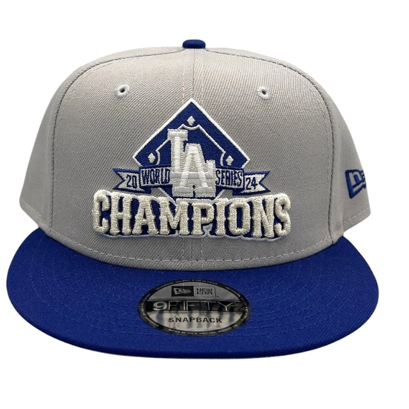 Los Angeles Dodgers Grey and Royal 2024 World Series Champs Front Logo Grey UV New Era 9FIFTY Snapback Hat