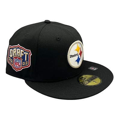Pittsburgh Steelers Black 2003 Draft Patch Green UV NFL New Era 59FIFTY Fitted Hat