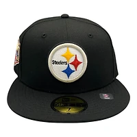 Pittsburgh Steelers Black 2003 Draft Patch Green UV NFL New Era 59FIFTY Fitted Hat