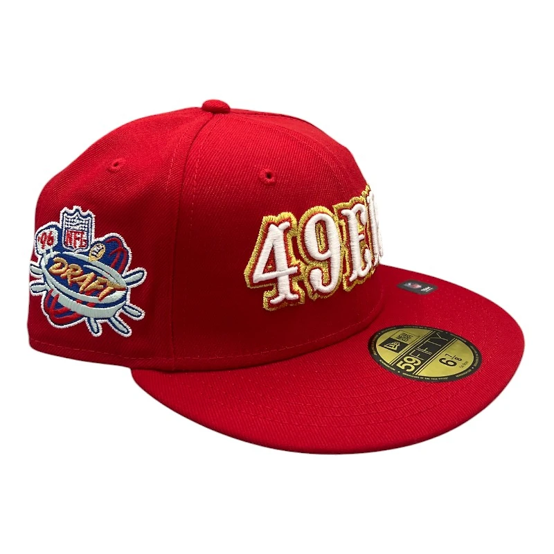 San Francisco 49ers Red 1996 Draft Patch Green UV NFL New Era 59FIFTY Fitted Hat