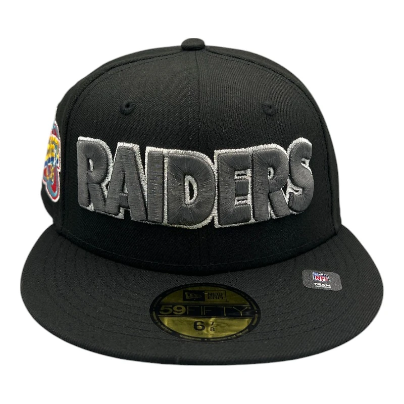Las Vegas Raiders Black 1998 Draft Patch Green UV NFL New Era 59FIFTY Fitted Hat