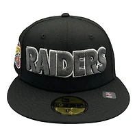 Las Vegas Raiders Black 1998 Draft Patch Green UV NFL New Era 59FIFTY Fitted Hat
