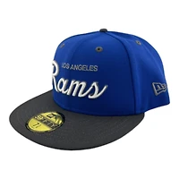 Los Angeles Rams Royal Blue and Dark Gray Script UV New Era 59FIFTY Fitted Hat