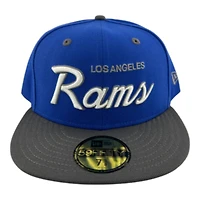 Los Angeles Rams Royal Blue and Dark Gray Script UV New Era 59FIFTY Fitted Hat