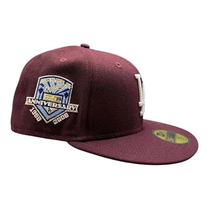 Los Angeles Dodgers Maroon "Pinky Collection" 50th Anniversary Patch Pink UV New Era 59FIFTY Fitted Hat