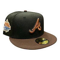 Atlanta Braves Black and Walnut 1999 World Series Patch Green UV New Era 59FIFTY Fitted Hat