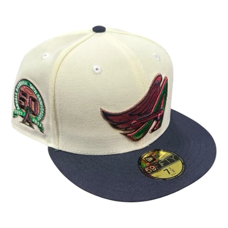 Los Angeles Angels Chorme and Navy 50th Anniversary Patch Green UV New Era 59FIFTY Fitted Hat
